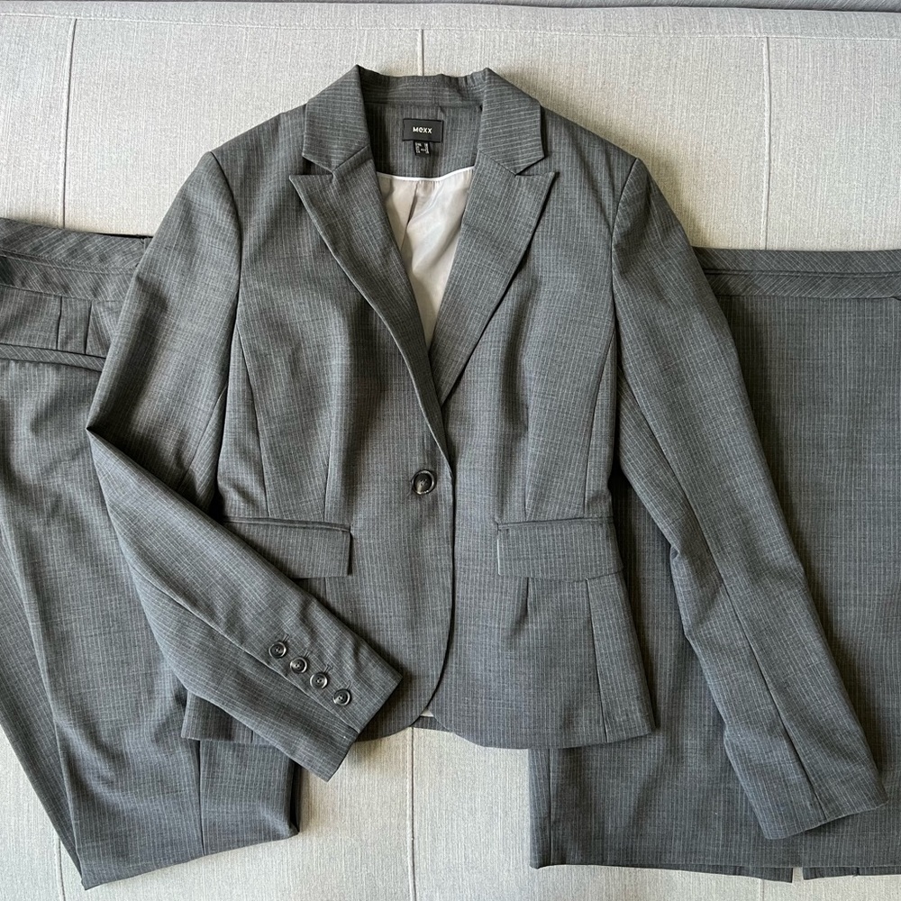 Grey pinstripe suit